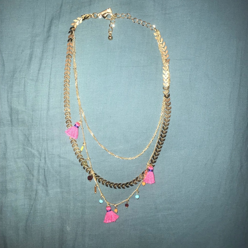 INC Gold three layer necklace